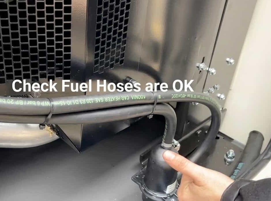 Power continuity check fuel hoses for water leaks