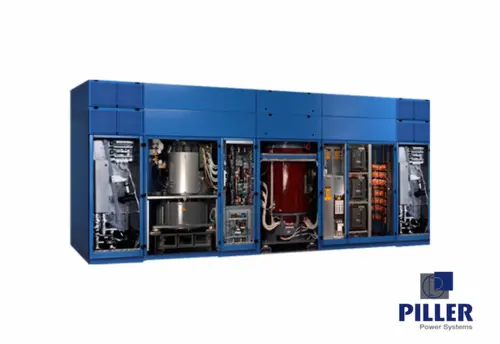 Power continuity piller flywheel rotary ups